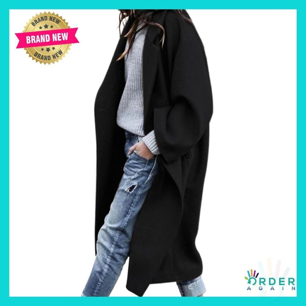 Oversized Notch Lapel Long Jacket Chic Elegant Casual Winter Coat Women